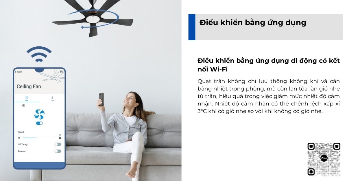 Quạt trần Panasonic F‑60DGN – 5 Cánh, Wi‑Fi, Đèn LED – Không Gian Hiện Đại, Điều Khiển Thông Minh